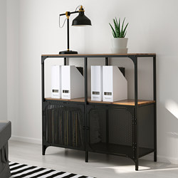 FJÄLLBO - Shelving unit, black, 100x95 cm