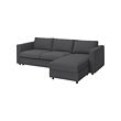 VIMLE - 3-seat sofa-bed with chaise longue, Hallarp grey