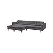 LANDSKRONA - 4-seat sofa with chaise longues, Gunnared dark grey/wood