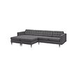 LANDSKRONA - Sofa 4 dudukan dg chaise longue, Gunnared abu-abu tua/logam
