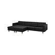 LANDSKRONA - Sofa 4 dudukan dg chaise longue, Grann/Bomstad hitam/kayu