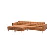 LANDSKRONA - 4-seat sofa with chaise longues, Grann/Bomstad golden-brown/metal