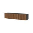 BESTÅ - TV bench with doors, black-brown/Lappviken walnut effect, 180x42x38 cm