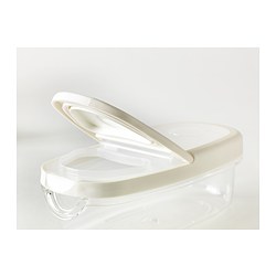 IKEA 365+ - Stoples makanan kering + penutup, transparan/putih, 0.3 l