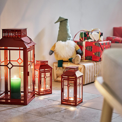 VINTERFINT lantern for pillar candle, in/out