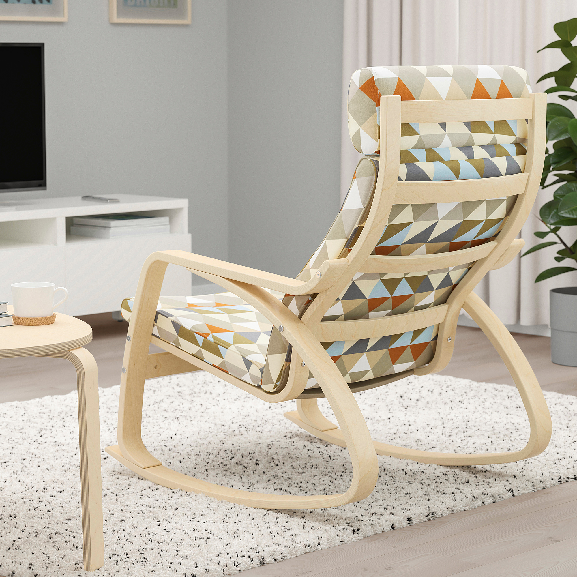 POÃNG POÃNG, rocking-chair, birch veneer/Rockneby multicolour | IKEA Indonesia