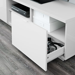 BYÅS - TV bench, high-gloss white, 160x42x45 cm