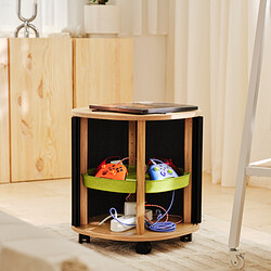 YXSTABY - Gaming side table on castors, oak veneer/grey
