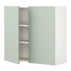 ENHET - Kabinet dinding dg 2 rak/pintu, putih/abu-abu-hijau pudar, 80x32x75 cm
