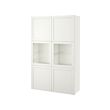 BESTÅ - Storage combination w glass doors, white Hanviken/Sindvik white clear glass, 120x42x193 cm