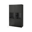 BESTÅ - Storage combination w glass doors, black-brown Lappviken/Sindvik black-brown clear glass, 120x42x193 cm