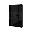 BESTÅ - Kombinasi penyimpanan dg pintu kaca, hitam-cokelat/Selsviken high-gloss/kaca bening hitam, 120x42x193 cm