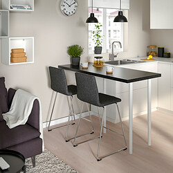 LILLÅNÄS - Bar stool, chrome-plated/Gunnared dark grey, 63 cm