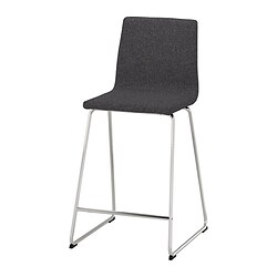 LILLÅNÄS - Bar stool, chrome-plated/Gunnared dark grey, 63 cm