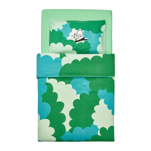 GRÖNFINK 3-piece bedlinen set for cot
