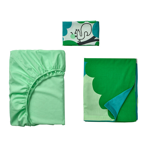 GRÖNFINK 3-piece bedlinen set for cot
