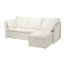 BACKSÄLEN - Sarung untuk sofa 3 dudukan, dengan chaise longue/Blekinge putih