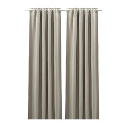 ANNAKAJSA - Room darkening curtains, 1 pair, light grey/with heading tape, 145x250 cm