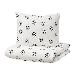 SPORTSLIG - Duvet cover and pillowcase, football pattern, 150x200/50x80 cm