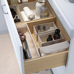 BOLLÖSUND - Drawer organisers, set of 4, beige