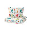 LATTJO - Sarung duvet dan sarung bantal, binatang/aneka warna, 150x200/50x80 cm