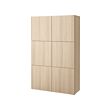BESTÅ - Storage combination with doors, white stained oak effect/Lappviken white stained oak effect, 120x42x193 cm
