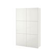 BESTÅ - Storage combination with doors, white/Selsviken high-gloss/white, 120x42x193 cm