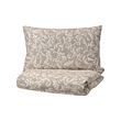 VÅRBRÄCKA - Duvet cover and 4 pillowcases, beige/white, 200x200/50x80 cm