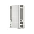 PAX/HOKKSUND - Kombinasi lemari pakaian, putih/high-gloss abu-abu muda, 150x66x236 cm