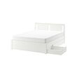 SONGESAND - Bed frame with 2 storage boxes, white/Luröy, 160x200 cm