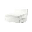 BRIMNES - Bed frame w storage and headboard, white/Lönset, 180x200 cm