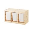 TROFAST - Kombinasi penyimpanan dgn kotak, pinus diwarnai putih muda/putih, 93x44x53 cm