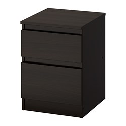 KULLEN - Lemari 2 laci, hitam-cokelat, 35x49 cm