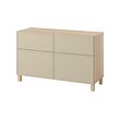 BESTÅ - Storage combination w doors/drawers, white stained oak effect/Krukmakare beige, 120x42x74 cm