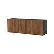 BESTÅ - Wall-mounted cabinet combination, black-brown/Lappviken walnut effect, 180x42x64 cm