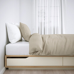 MANDAL - Rangka tempat tidur dg penyimpanan, kayu birch/putih, 160x200 cm