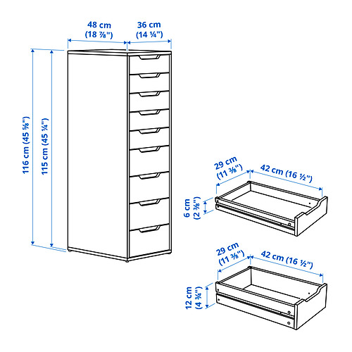 ALEX drawer unit with 9 drawers