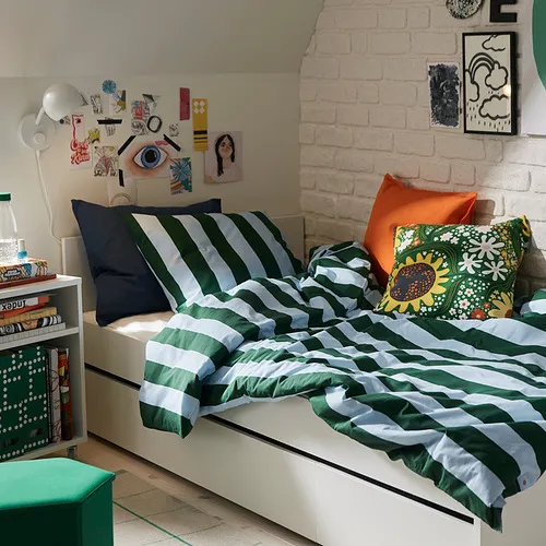 SLÅNHÖSTMAL sarung duvet dan 2 sarung bantal