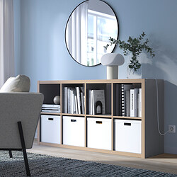 KALLAX - Shelving unit, grey/wood effect, 77x147 cm