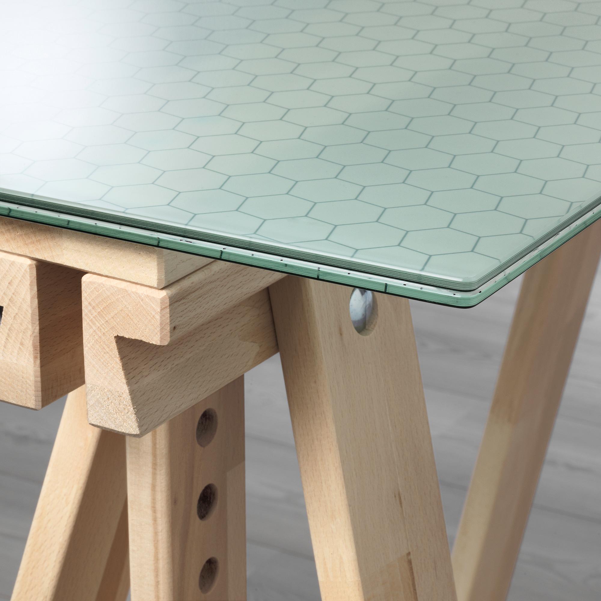 GLASHOLM/FINNVARD table, patterned birch IKEA Indonesia