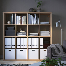 KALLAX - Shelving unit, white stained oak effect, 147x147 cm