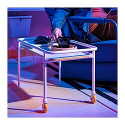 BRÄNNBOLL - Side table on castors, light ash effect/white, 69x39 cm