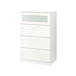 BRIMNES - Chest of 4 drawers, white/frosted glass, 78x124 cm