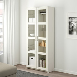 BRIMNES - Kabinet pintu kaca, putih, 80x190 cm