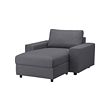 VIMLE - Chaise longue, with wide armrests/Gunnared medium grey