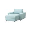 VIMLE - Chaise longue, dengan sandaran tangan lebar/Saxemara biru muda