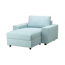 VIMLE - Chaise longue, with wide armrests/Saxemara light blue