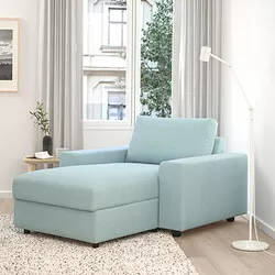 VIMLE - Chaise longue, with wide armrests/Saxemara light blue