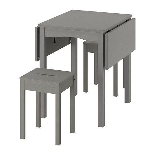 HAUGA/HAUGA meja dan 2 bangku, abuabu/abuabu, 55x82x109/74 cm IKEA