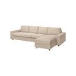 VIMLE - 4-seat sofa with chaise longue, with wide armrests/Hallarp beige